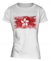 Hong Kong Distressed Flag Ladies T-Shirt