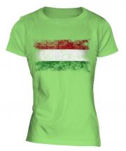 Hungary Distressed Flag Ladies T-Shirt