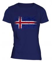 Iceland Distressed Flag Ladies T-Shirt