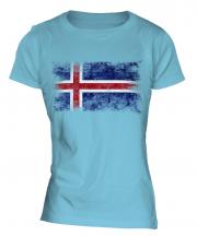 Iceland Distressed Flag Ladies T-Shirt