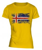 Iceland Distressed Flag Ladies T-Shirt