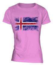 Iceland Distressed Flag Ladies T-Shirt