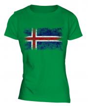 Iceland Distressed Flag Ladies T-Shirt