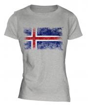 Iceland Distressed Flag Ladies T-Shirt