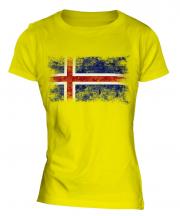 Iceland Distressed Flag Ladies T-Shirt
