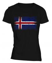 Iceland Distressed Flag Ladies T-Shirt