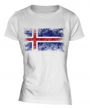 Iceland Distressed Flag Ladies T-Shirt