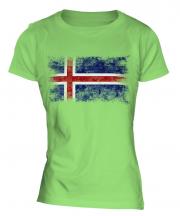 Iceland Distressed Flag Ladies T-Shirt