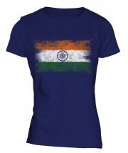 India Distressed Flag Ladies T-Shirt