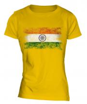 India Distressed Flag Ladies T-Shirt