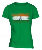 India Distressed Flag Ladies T-Shirt