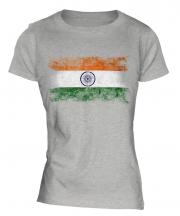 India Distressed Flag Ladies T-Shirt