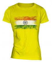 India Distressed Flag Ladies T-Shirt