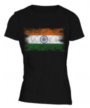 India Distressed Flag Ladies T-Shirt
