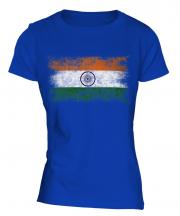 India Distressed Flag Ladies T-Shirt