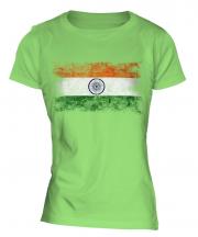 India Distressed Flag Ladies T-Shirt