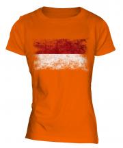 Indonesia Distressed Flag Ladies T-Shirt