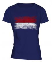 Indonesia Distressed Flag Ladies T-Shirt