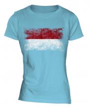 Indonesia Distressed Flag Ladies T-Shirt