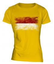 Indonesia Distressed Flag Ladies T-Shirt