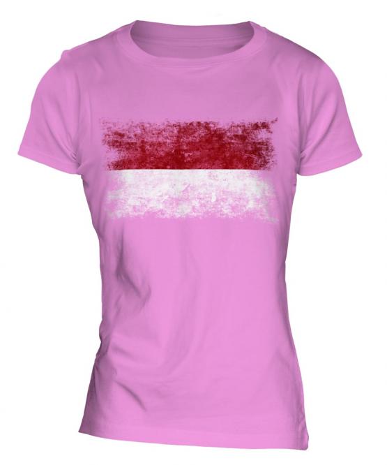 Indonesia Distressed Flag Ladies T-Shirt