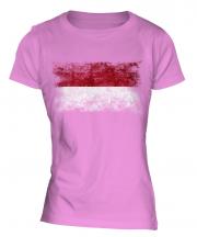 Indonesia Distressed Flag Ladies T-Shirt