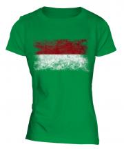 Indonesia Distressed Flag Ladies T-Shirt
