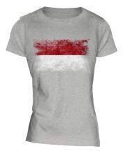 Indonesia Distressed Flag Ladies T-Shirt