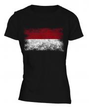Indonesia Distressed Flag Ladies T-Shirt