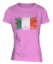 Ireland Distressed Flag Ladies T-Shirt