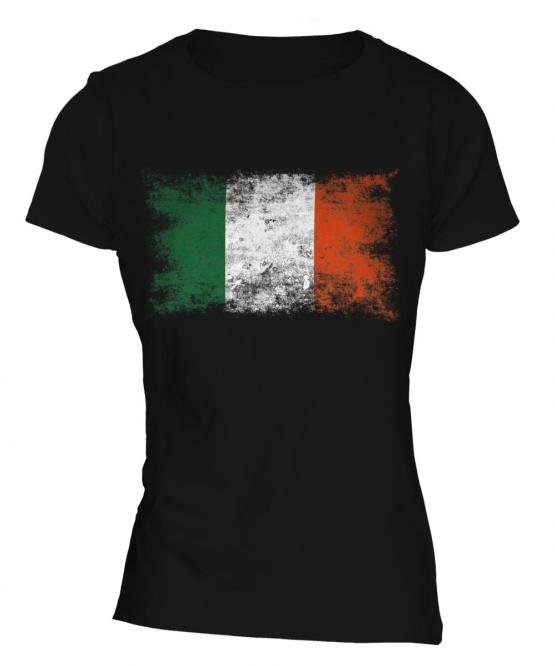 Ireland Distressed Flag Ladies T-Shirt
