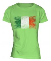 Ireland Distressed Flag Ladies T-Shirt