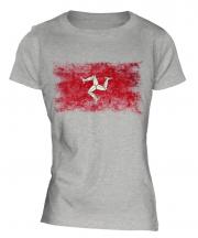 Isle Of Man Distressed Flag Ladies T-Shirt