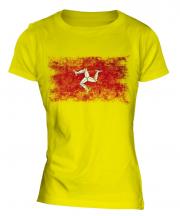 Isle Of Man Distressed Flag Ladies T-Shirt