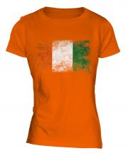 Ivory Coast Distressed Flag Ladies T-Shirt