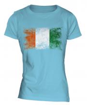 Ivory Coast Distressed Flag Ladies T-Shirt