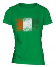 Ivory Coast Distressed Flag Ladies T-Shirt