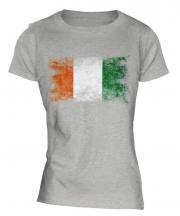 Ivory Coast Distressed Flag Ladies T-Shirt