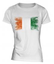 Ivory Coast Distressed Flag Ladies T-Shirt