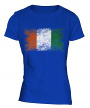 Ivory Coast Distressed Flag Ladies T-Shirt