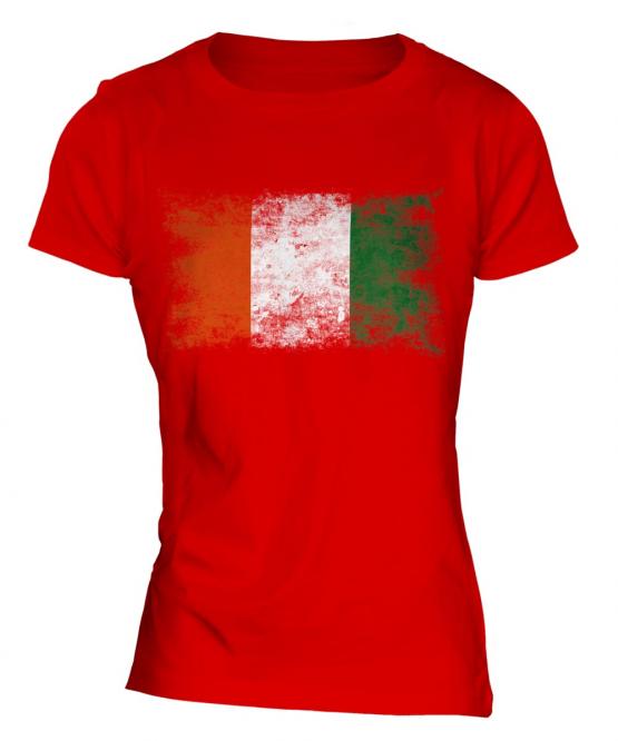 Ivory Coast Distressed Flag Ladies T-Shirt
