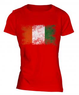 Ivory Coast Distressed Flag Ladies T-Shirt