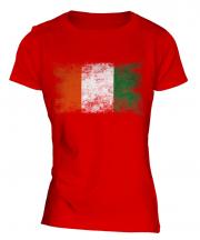 Ivory Coast Distressed Flag Ladies T-Shirt