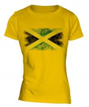 Jamaica Distressed Flag Ladies T-Shirt