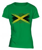 Jamaica Distressed Flag Ladies T-Shirt