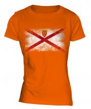 Jersey Distressed Flag Ladies T-Shirt