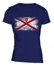 Jersey Distressed Flag Ladies T-Shirt