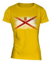 Jersey Distressed Flag Ladies T-Shirt