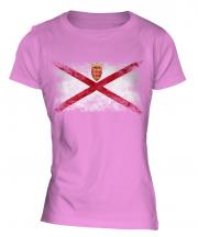 Jersey Distressed Flag Ladies T-Shirt