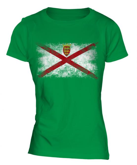 Jersey Distressed Flag Ladies T-Shirt